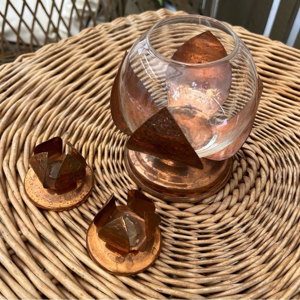 Butte Copper Co. Copper and Glass Candle Holders- Montana, USA